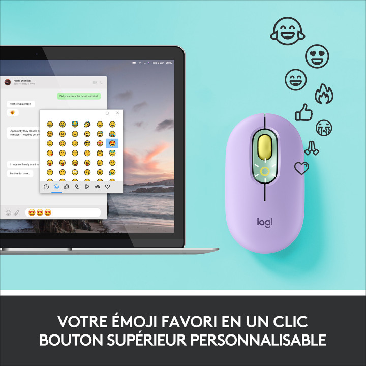 Souris BLUETOOTH  LOGITECH POP DAYDREAM violette verte