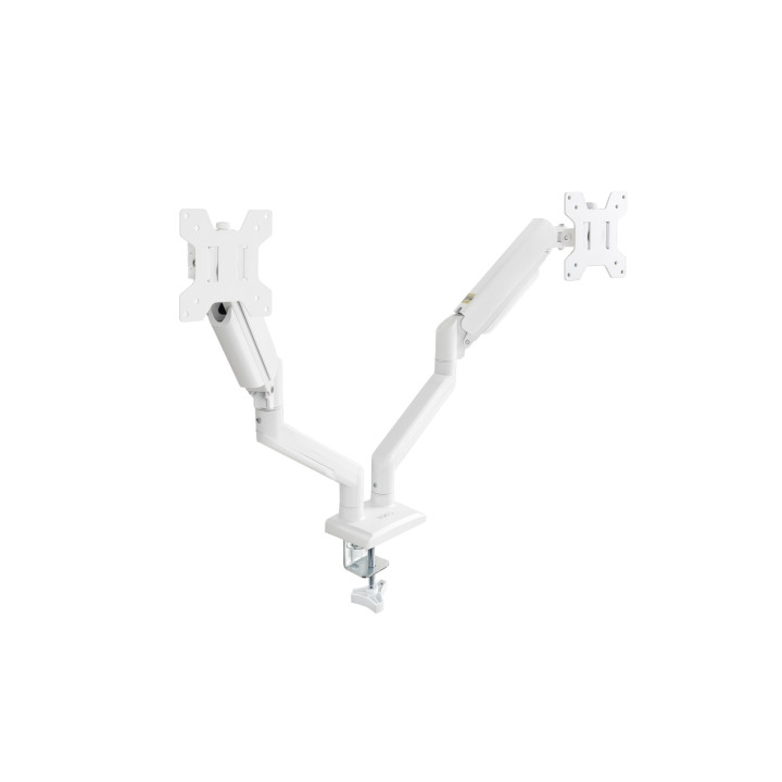 Support 2 ecrans articules independants H-B D-G  max 34p  pince bureau BLANC