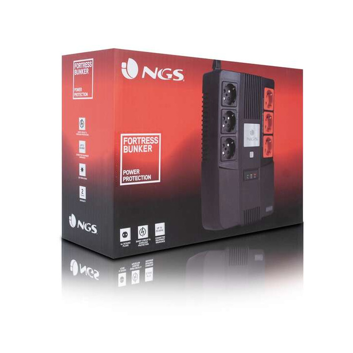 Onduleur 600VA  360w  3 ondulees + 3 parafoudre OFF LINE NGS Fortress Bunker