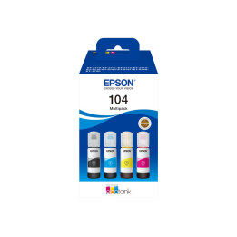 Bouteile d encre EPSON 104 pack 4 couleurs noir jaune cyan magenta C13T00P640