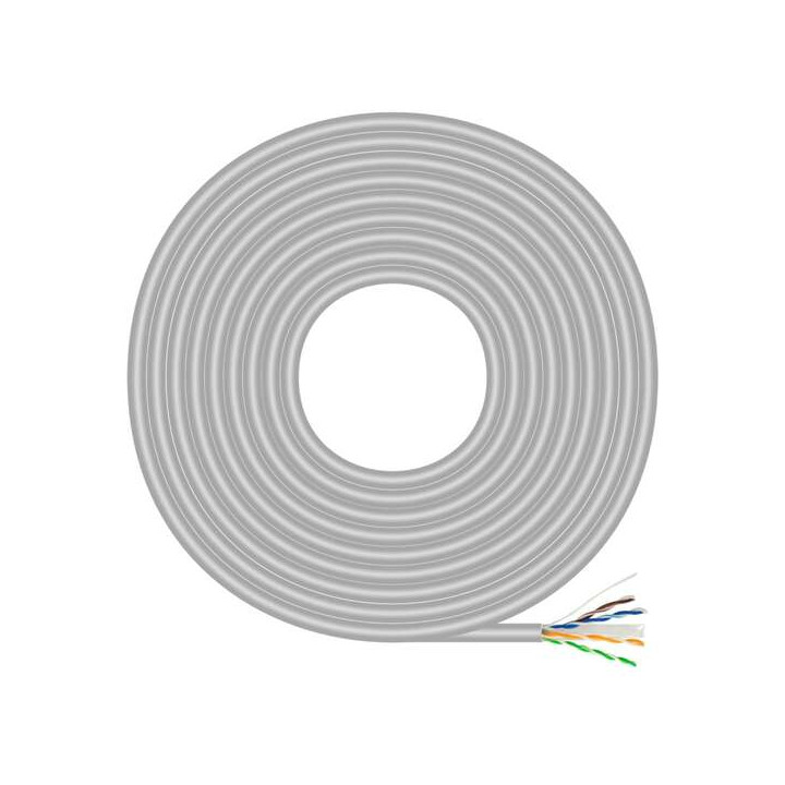 Rouleau RJ45 Cat 6 UTP rigide AWG23 CCA 100m gris