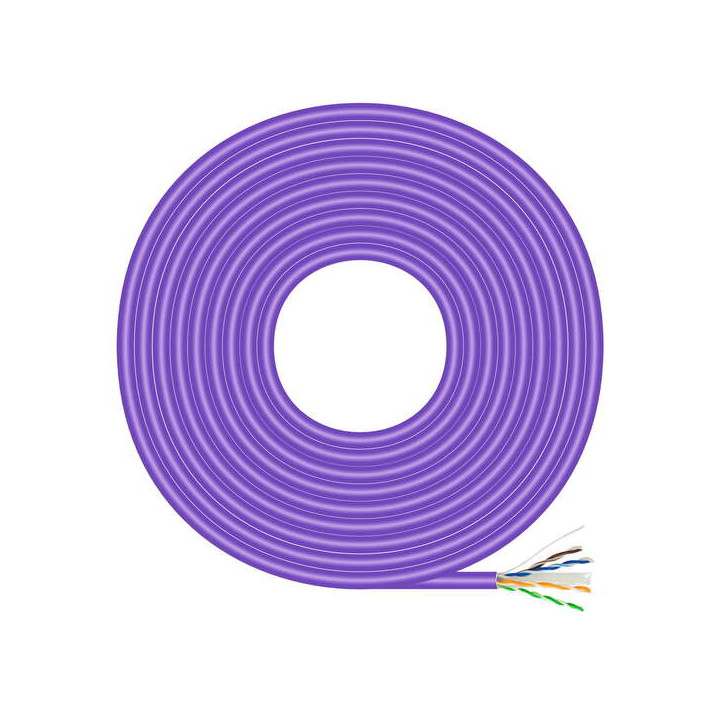 Rouleau RJ45 Cat 6 UTP rigide AWG23 CCA 100m violet