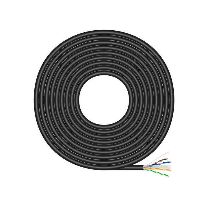 Rouleau RJ45 Cat 6 UTP rigide AWG23 CCA 100m noir
