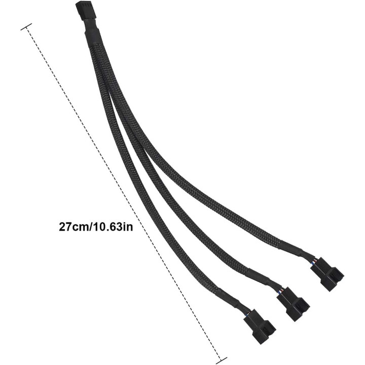 Cable alimentation ventilateur intern PWM 4 broches  1 prise pour 3 ventilateurs