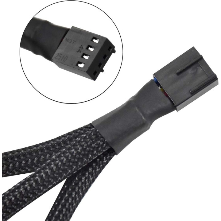 Cable alimentation ventilateur intern PWM 4 broches  1 prise pour 3 ventilateurs