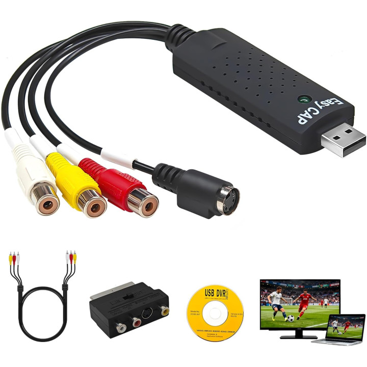Adaptateur USB Acquisition USB  sortie RCA+ SVIDEO +2RCA pour le son