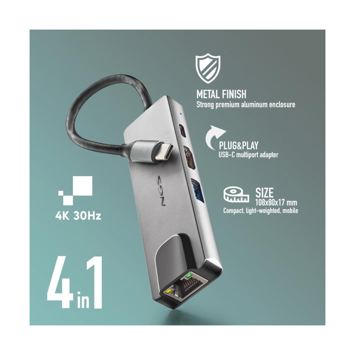 Hub USB-C vers  LAN RJ45 HDMI USB3.0  USB-C charge 100w