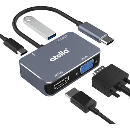 Hub USB-C vers VGA HDMI USB3.0 USB-C charge 60w