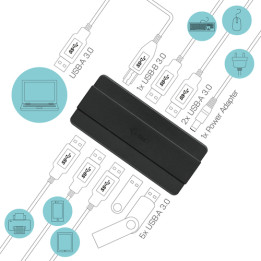 Hub USB 3.0 7 ports I-TEC noir avec alimentation