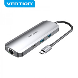 Dock USB-C vers HDMI 4K + 2x USB3.0 + 2xUSB-C charge  PD87W+ rj45 lect mem audio