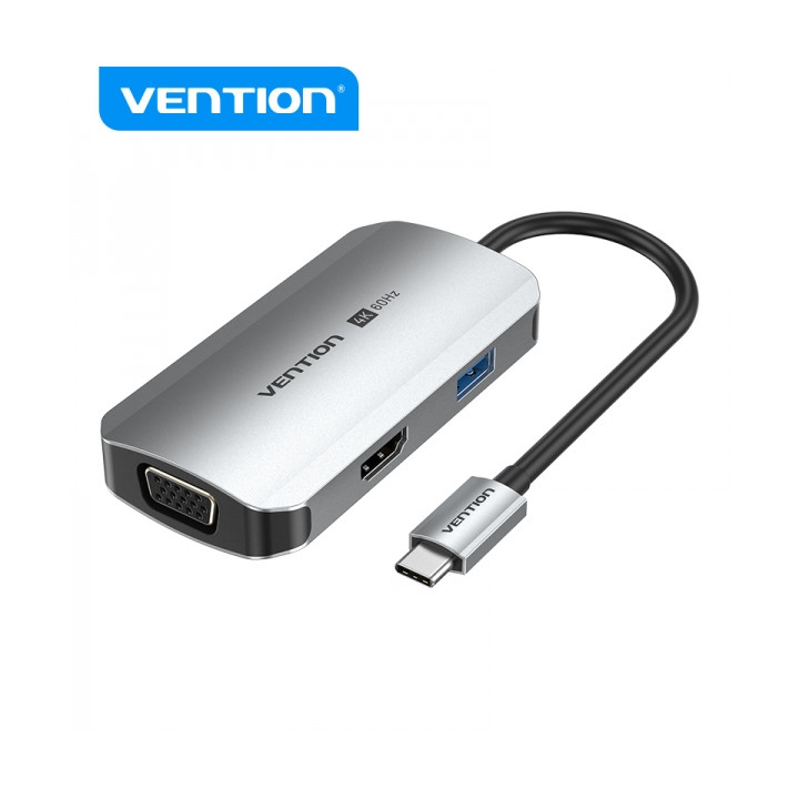Dock USB-C vers HDMI + VGA + USB3.0 + USB-C charge PD 100W
