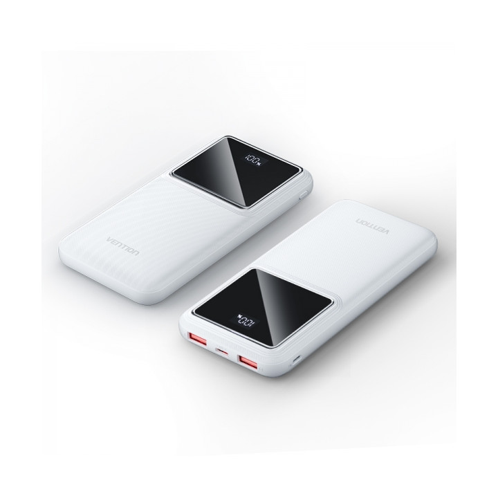 Batterie externe usb powerbank 10 000mAh blanc 22.5w USB-A USB-C microUSB