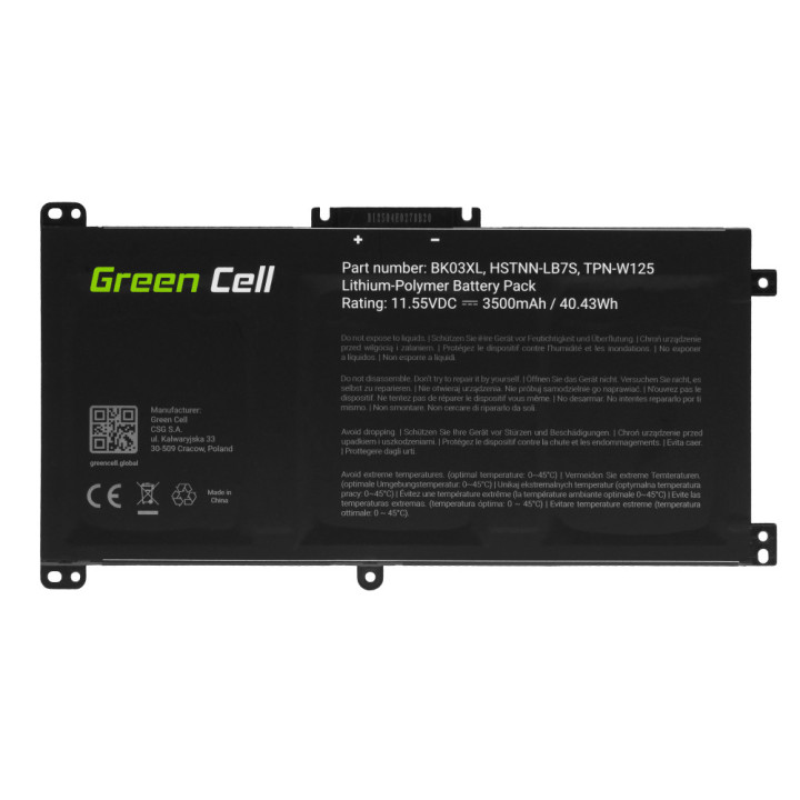 Batterie compatible HP X360 11.55v 3500mah BK03XL GREEN CELL