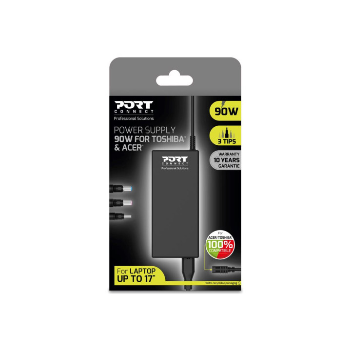 Chargeur universel pour ACER TOSHIBA  90W PORT DESIGN 5 embouts fins 900007-ACTO
