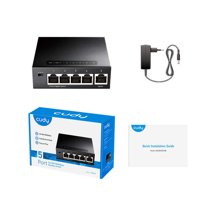 Switch 5 ports 10/100/1000 CUDY GS105 METAL