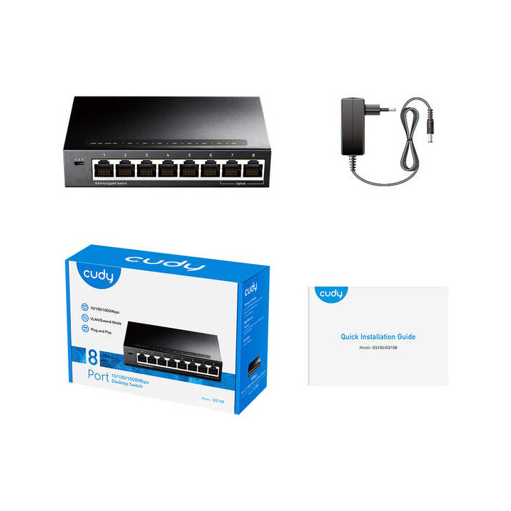 Switch 8 ports 10/100/1000 CUDY GS1010P métal  8 ports