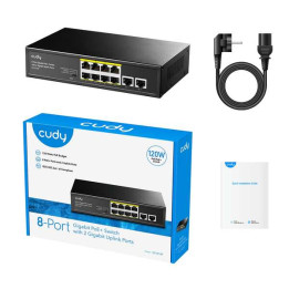 Switch 8 ports 10/100/1000 CUDY GS1010P métal  8 ports POE POE+ 120w max