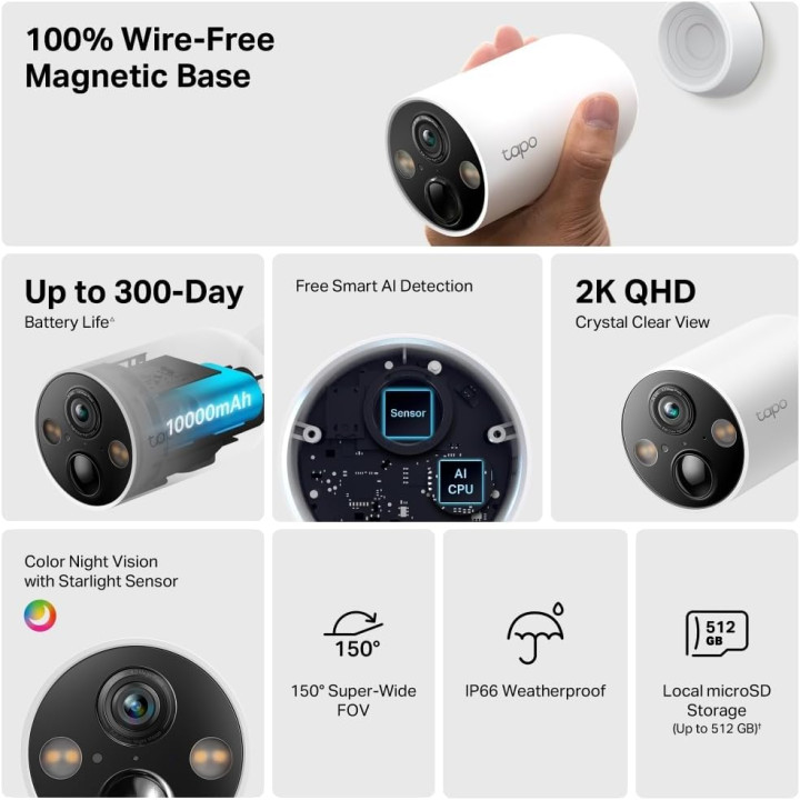 Camera ip TP-LINK C425 TAPO  wifi externe avec BATTERIE resolution2K