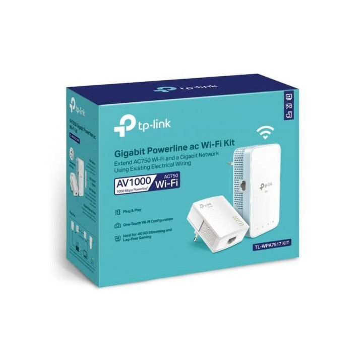 Cpl courant porteur 1 filaire  + 1 WIFI  TPLINK AV1000  TL-WPA7517kit pack de 2