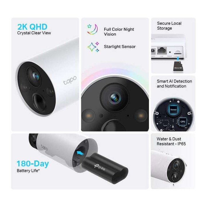 Camera ip TP-LINK C420 TAPO avec batterie wifi externe pack de 2 C420S2