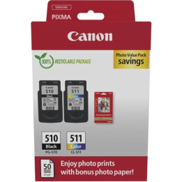 Cartouches CANON PG-510 noire + CL-511 couleurs kit de 2 cartouches
