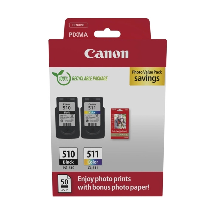 Cartouches CANON PG-510 noire + CL-511 couleurs kit de 2 cartouches