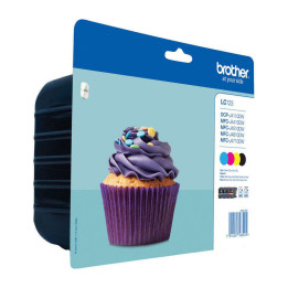 KIT 4 Cartouches BROTHER hautes capacitees  LC-123VALBP noire magenta jaune cyan