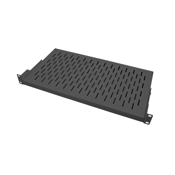 Etagere ajoure 2 pts de fixation prof 250mm 30kg max noire 19 1U