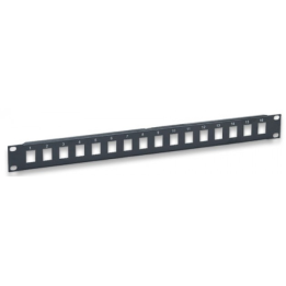 Panneau de brassage  16 emplacements rj45 nu noir 19 1U