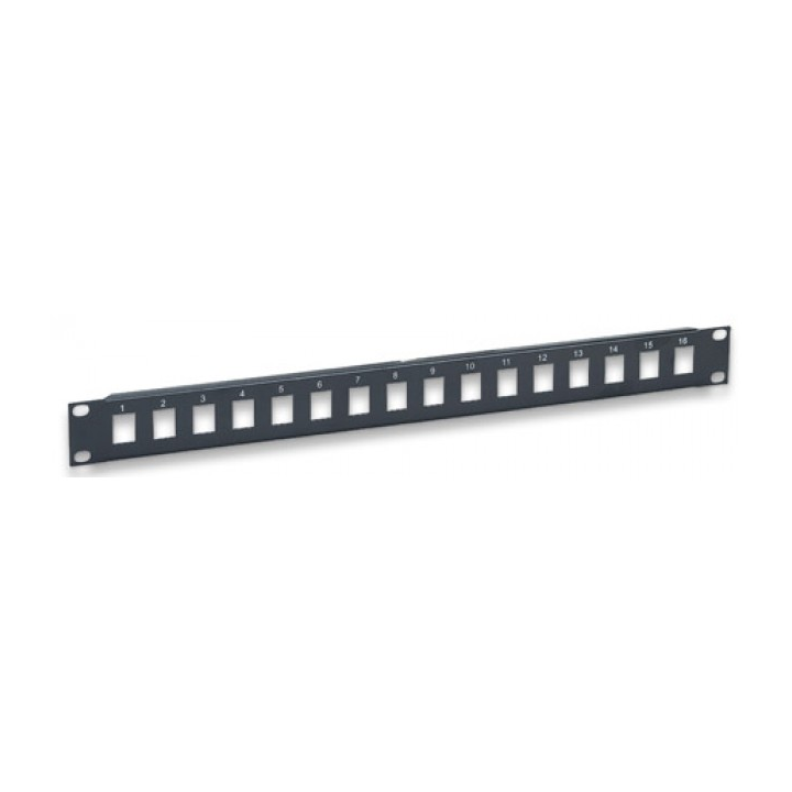 Panneau de brassage  16 emplacements rj45 nu noir 19 1U