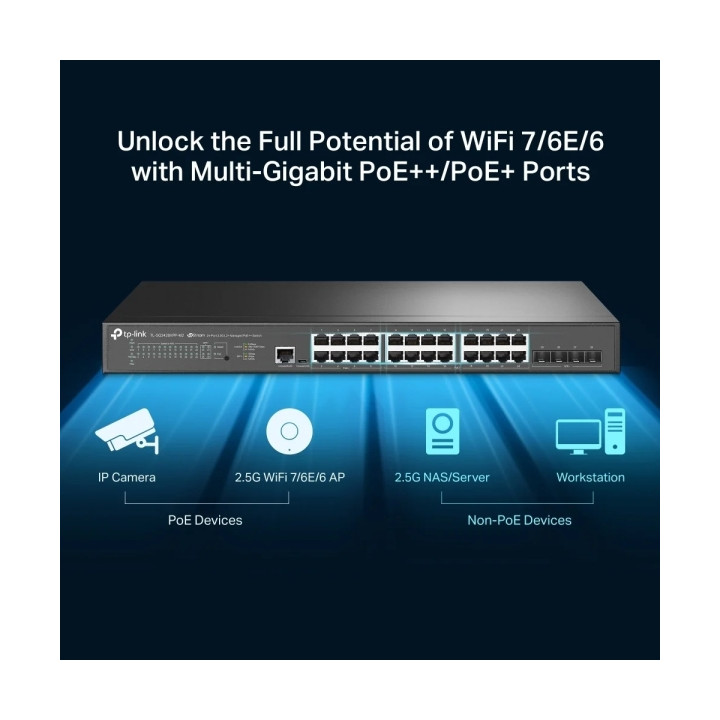 Switch 24 ports 10/100/1000 + 4 SFP TPLINK TL-SG2428XPP 2.5g POE+ manag