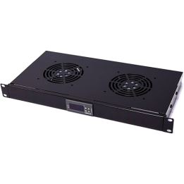 Rack 2 ventilateurs thermostat digital noir 1U