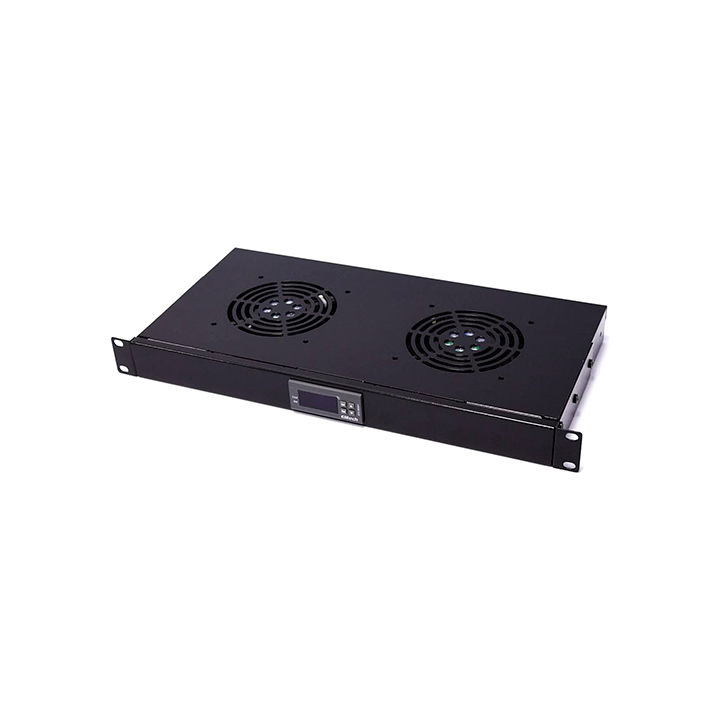 Rack 2 ventilateurs thermostat digital noir 1U