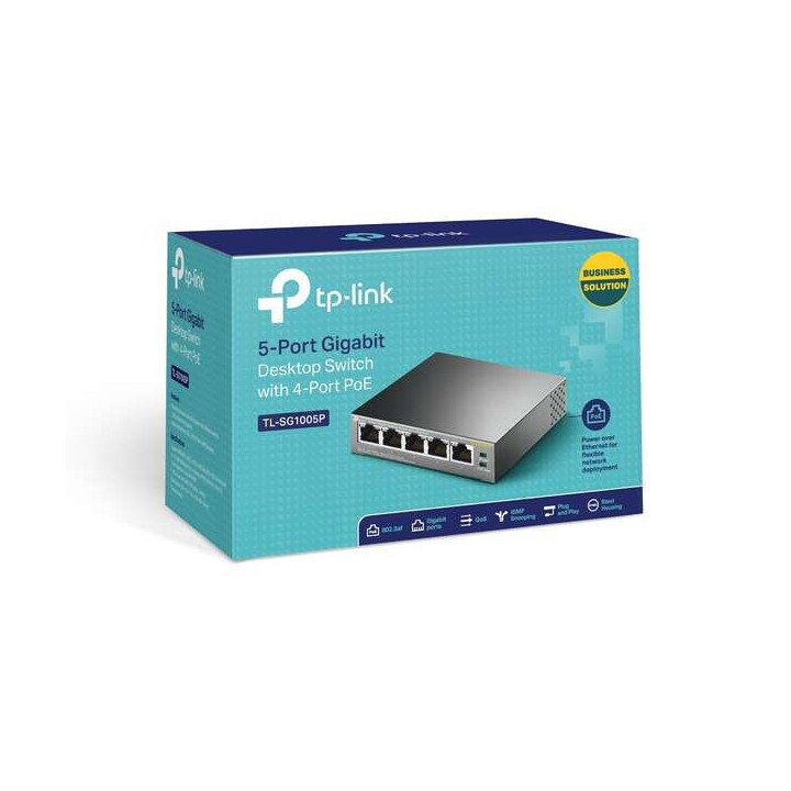 Switch 5 ports 10/100/1000 TPLINK TL-SG1005P acier  MAX10gbit/S QoS IGMP  POE