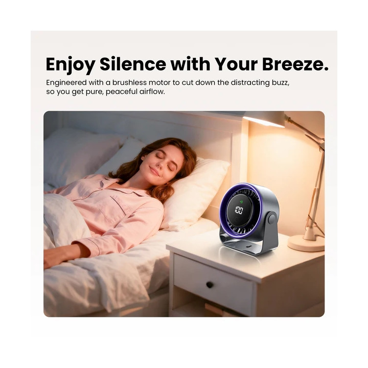 Ventilateur bureau GRIS  max 2500t/mn batt 4500mha USB-C