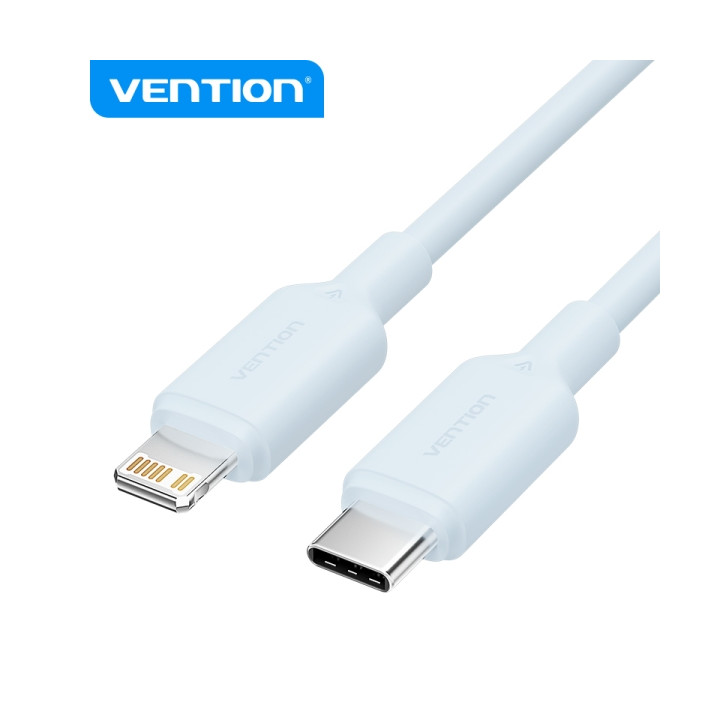 Cable USB-C vers lightning IPHONE 27W 3A BLEU CLAIR 1m