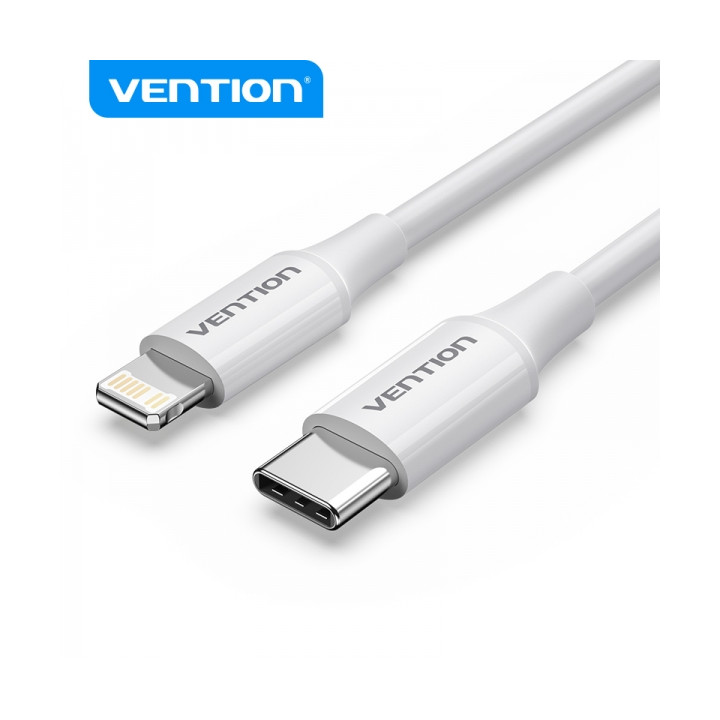 Cable USB-C vers lightning IPHONE 20W 3A BLANC 1m