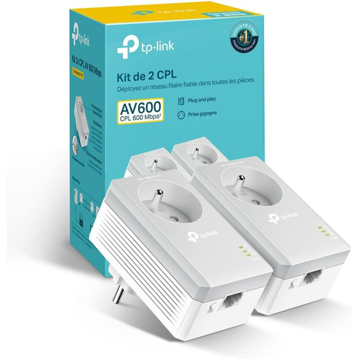 CPL courant porteur 600mbp avec prises FR  TPLINK TL-PA4015PKIT pack de 2