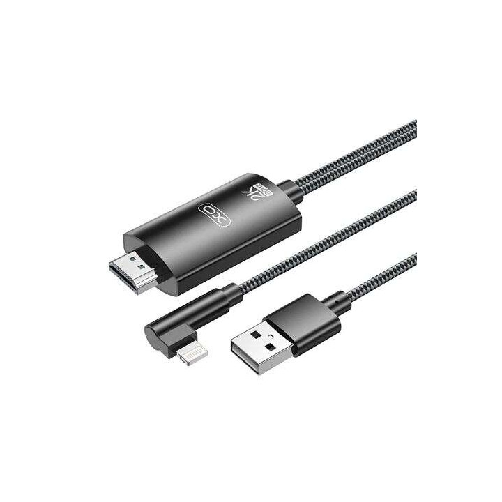 Cable LIGHTNING vers HDMI + alimentation en usb  2k 1080p 1.8m