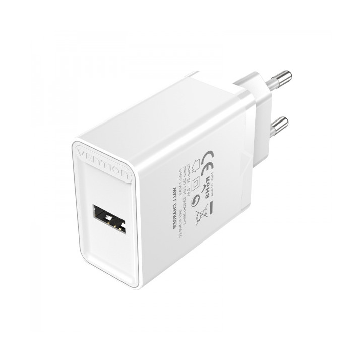 Chargeur telephone USB 5V 2.4A 12w blanc