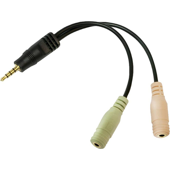 Adaptateur audio 3.5mm micro casque M vers 2 x F 3.5mm micro + F haut parleur