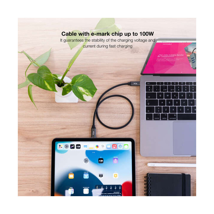 Cable USB-C vers USB-C  3.2 4K/60Hz 100w 2m noir