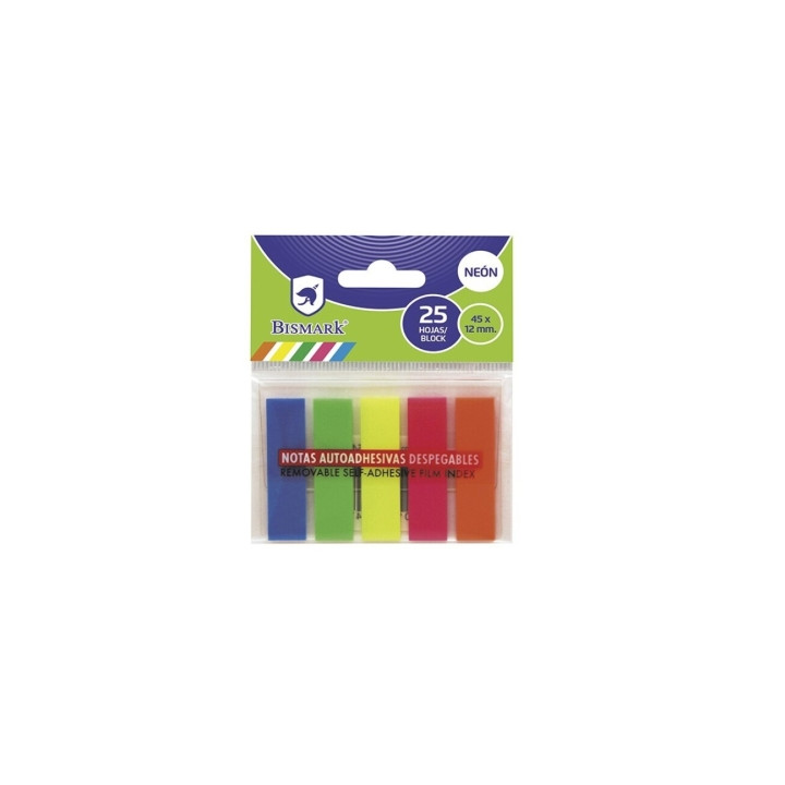 Marque page fluo 5 couleurs 125  45mm x 12mm