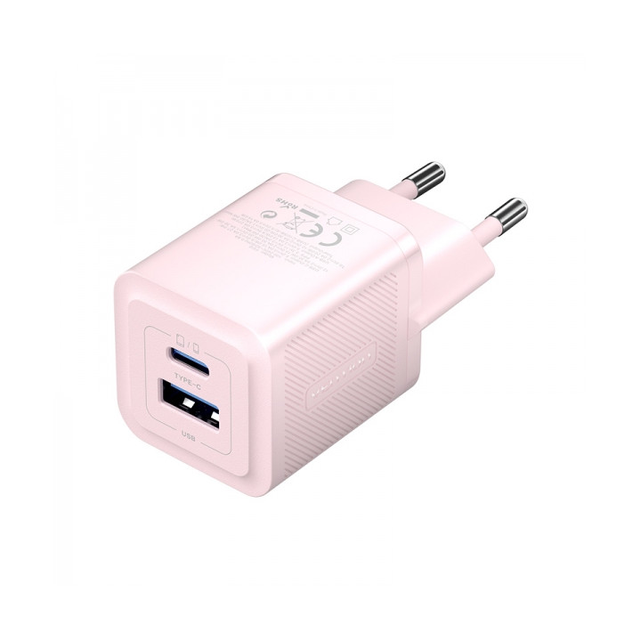 Chargeur telephone 2 ports   USB-A 30W  USB-C 30W chaque  charge rapide   ROSE