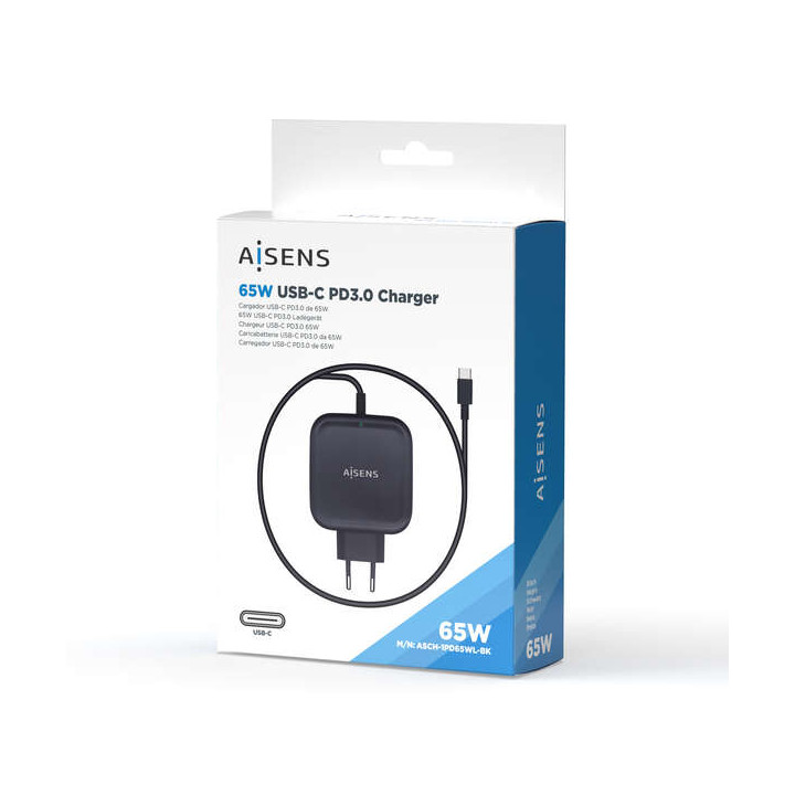 Chargeur universel USB-C 65w 5-20v PD3.0 PPS cable 1.5m NGS GAN