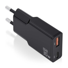 Chargeur telephone 2 ports Slim USB-A + USB-C 30W noir