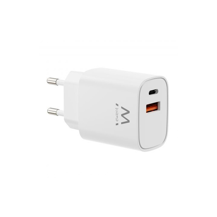 Chargeur telephone 2 ports   USB-A 30W USB-C 30W chaque charge rapide BLANC