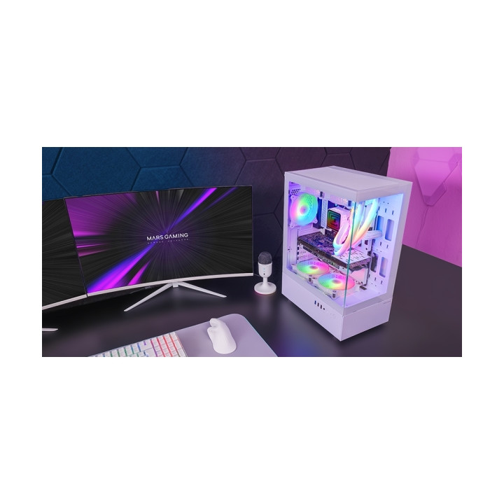 Boitier gamer MARS GAMING MC-X0 1 vent AQUARIUM BLANC