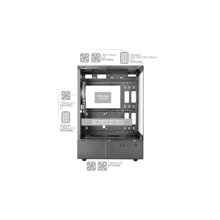 Boitier gamer MARS GAMING MC-X0 1 vent AQUARIUM BLANC