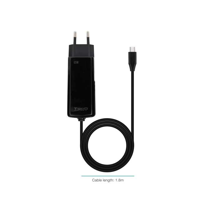 Chargeur universel USB-C 65w 5-19v GaN PD TOOQ cable 1.80m